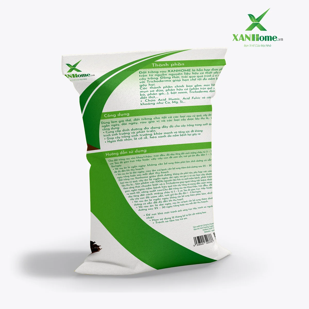 Đất sạch hữu cơ XANHome bao 10kg