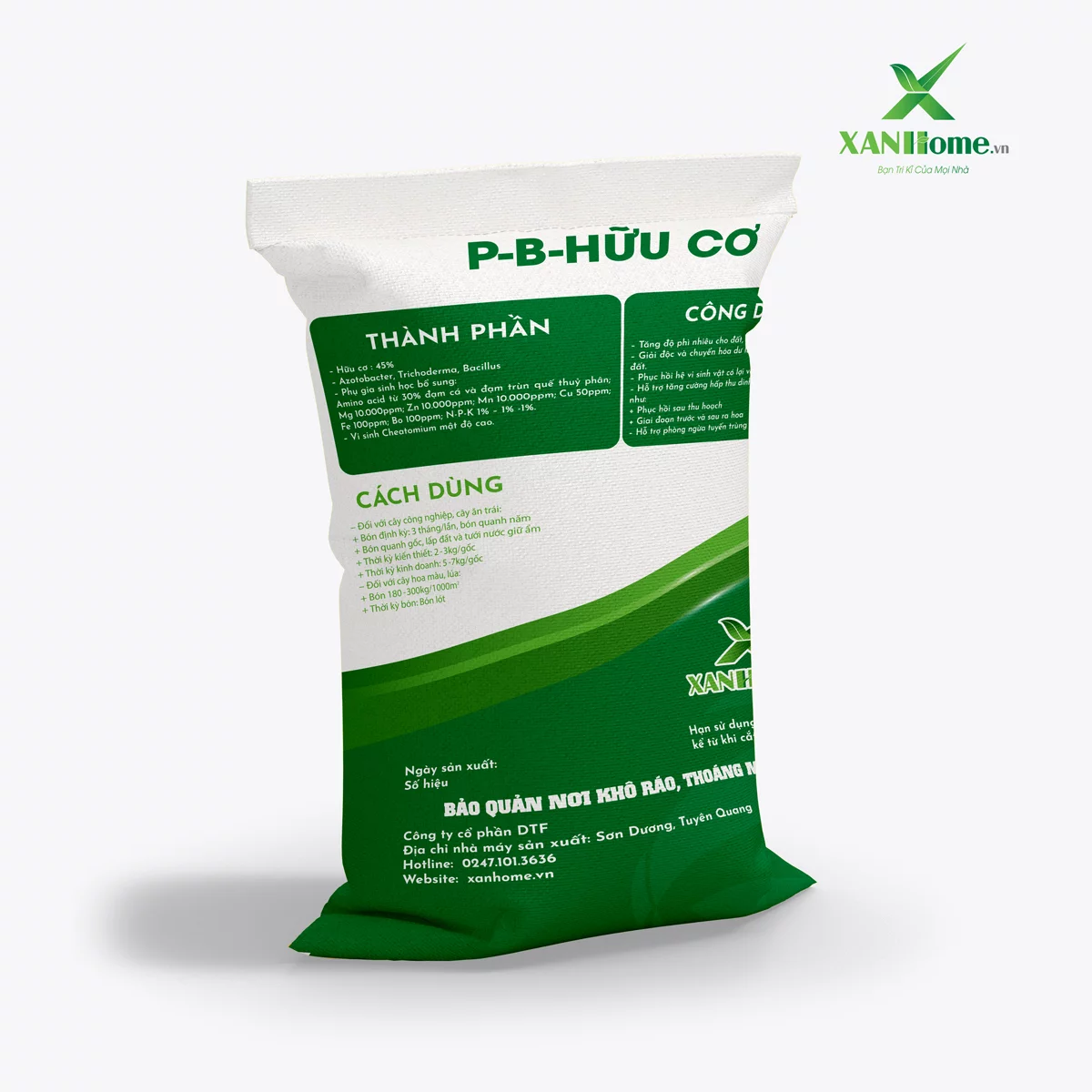 Phân bón trùn quế XANHome bao 25kg