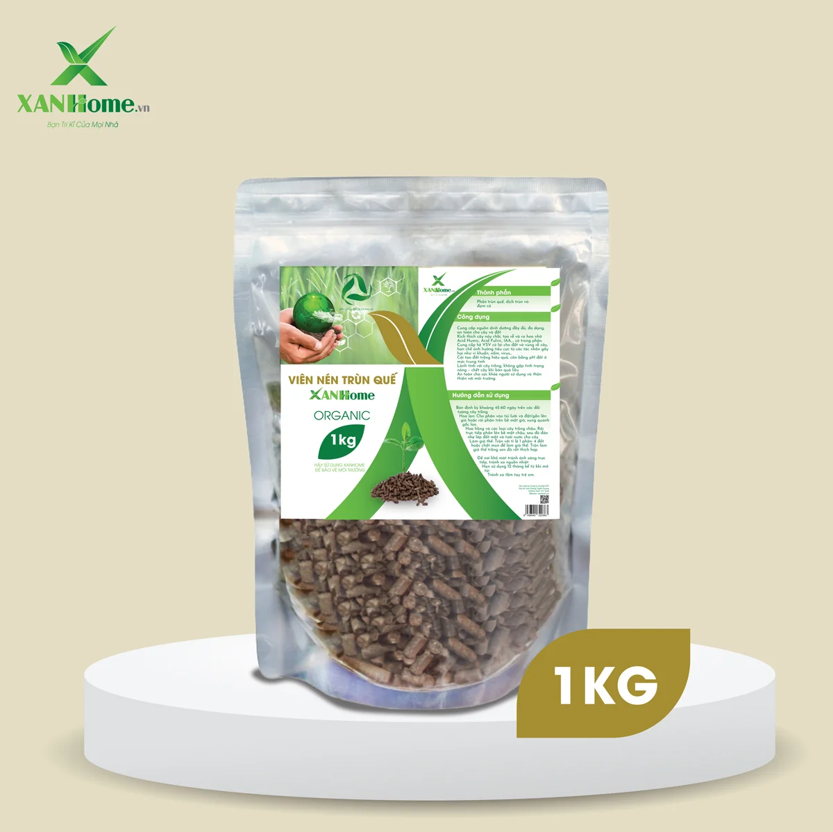 Phân trùn quế dạng viên nén XANHome
