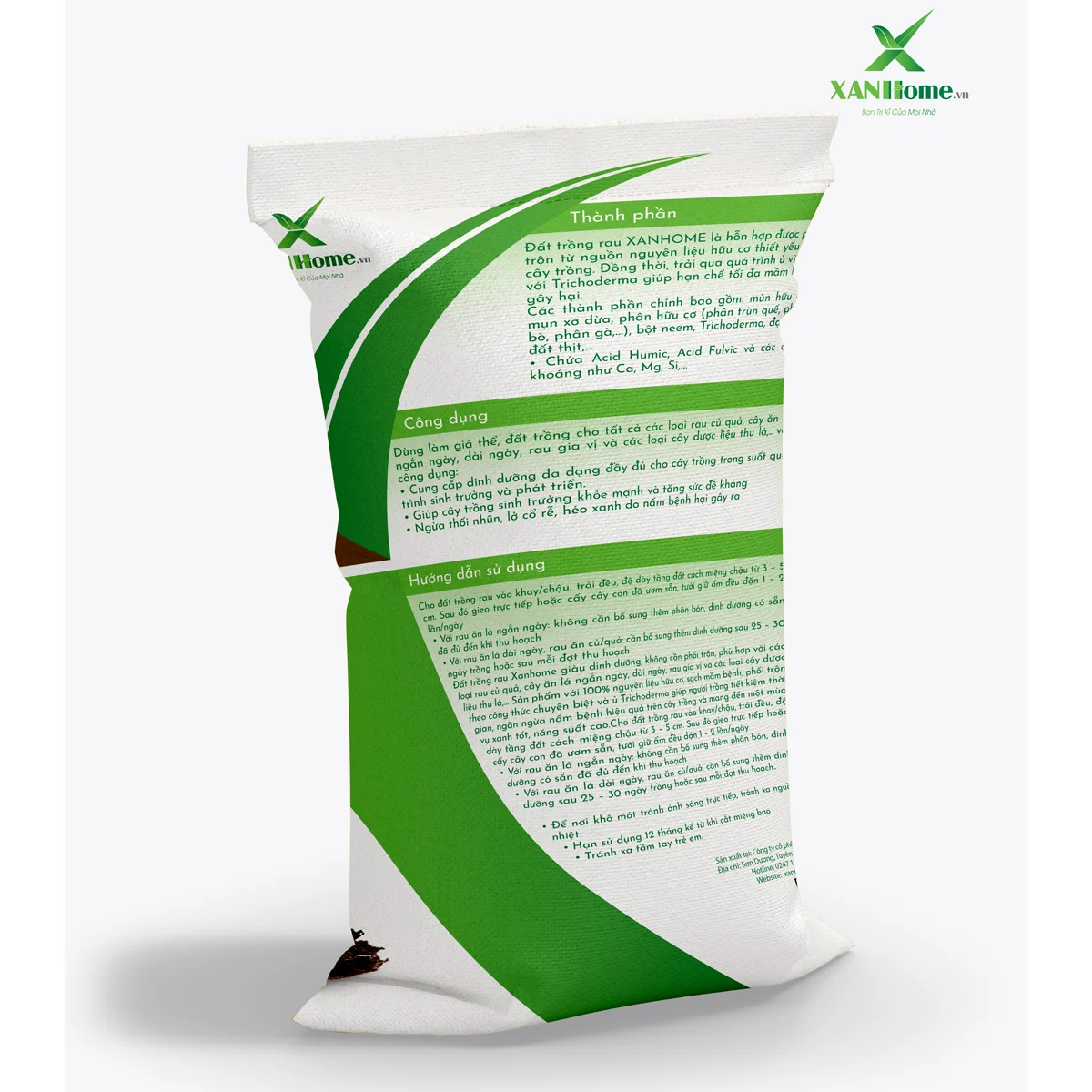 Đất sạch hữu cơ XANHome bao 25kg