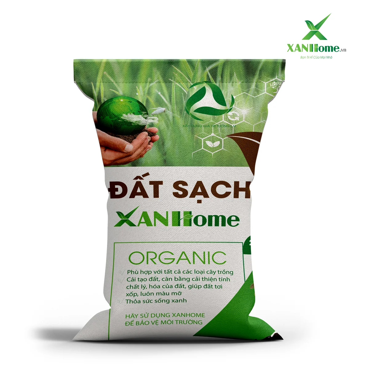 Đất sạch hữu cơ XANHome bao 25kg