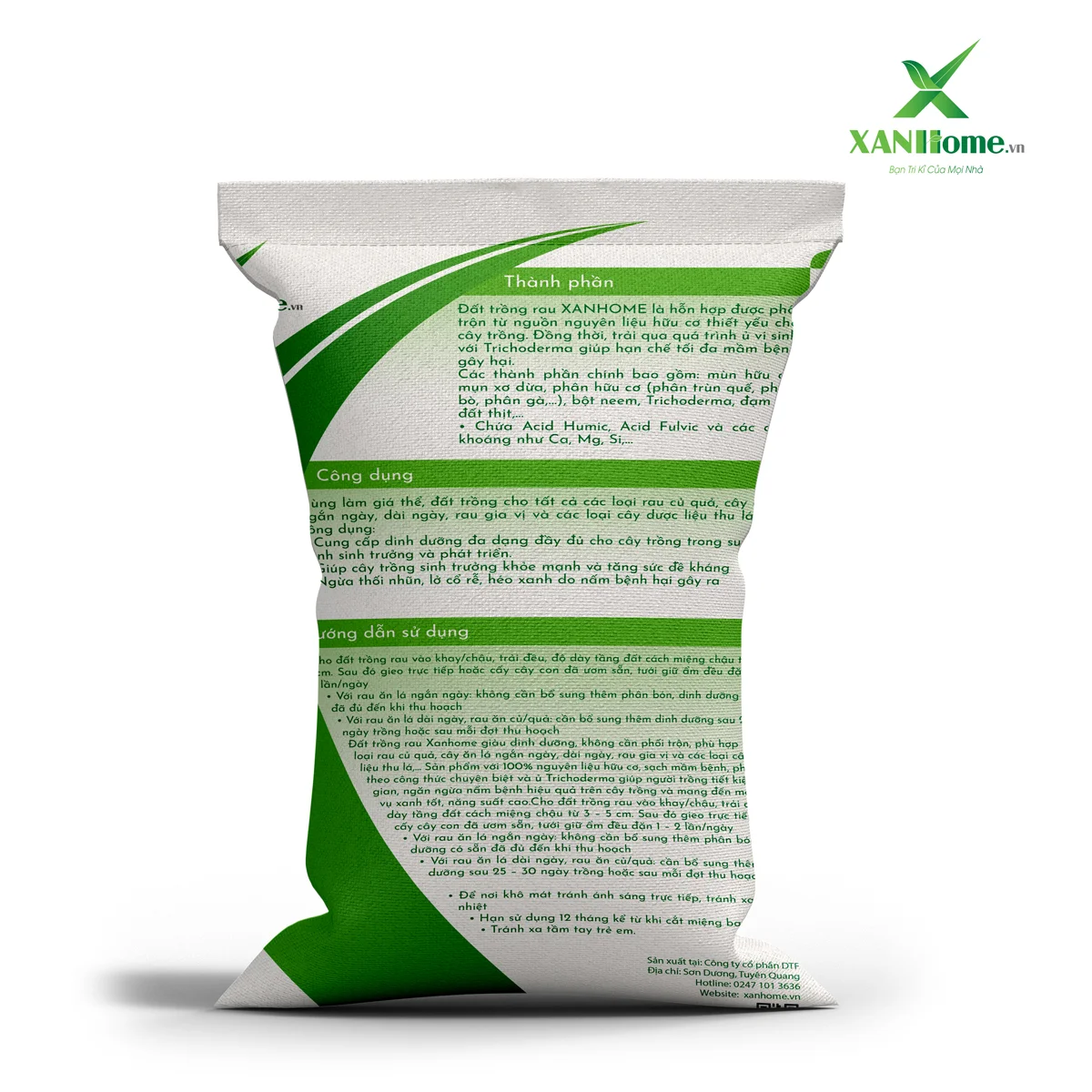 Đất sạch hữu cơ XANHome bao 25kg